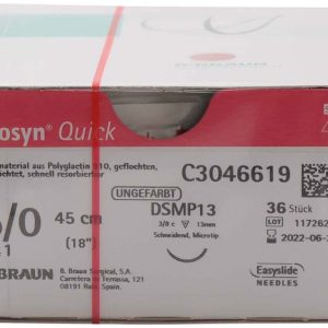 Novosyn® QUICK – Packung 36 Stück ungefärbt, 45 cm, DSMP13, Stärke 5/0