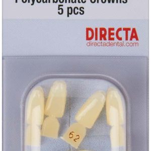 DIRECTA Provisorische Polycarbonat-Kronen – Packung 5 Stück transluzent, Nr. 62, für UK, für Frontzähne