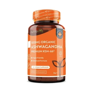 Bio Ashwagandha KSM-66 – Hochdosierte Ashwagandha Kapseln 500 mg – 60 Kapseln – Nutravita