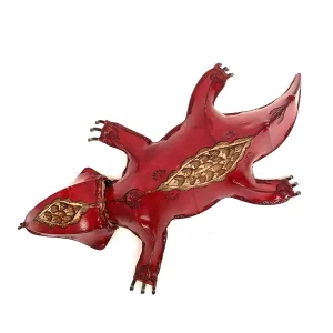 Marokkanische Wandlampe aus Leder und geschmiedetem Eidechsenholz